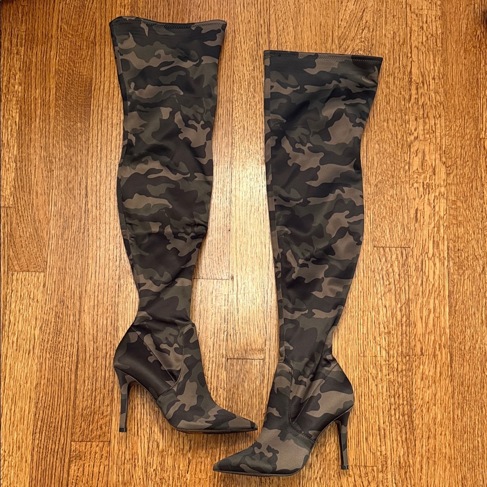 ALDO Thigh-High Camo Heel Boot